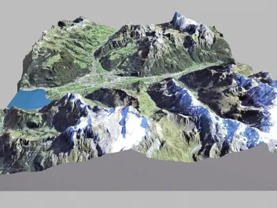 Mountain landscape and cityscape Altdorf Switzerland 3D model