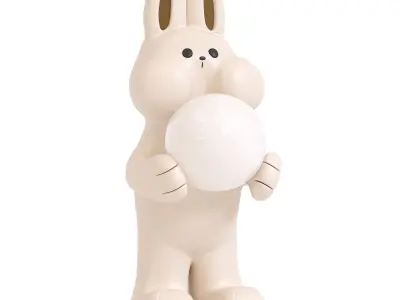 Peach Rabbit Floor Lamp 3D model
