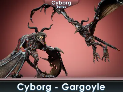 Cyborg Gargoyle Low-poly 3D model