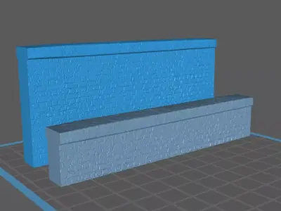 Realistic Brickwall fencing short and tall for printing 3D print model