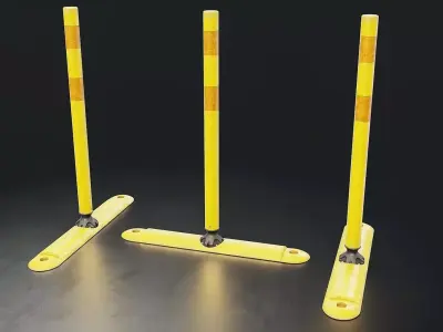 Traffic Delineator Post Set Low-poly 3D model