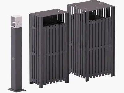 Trash Can Set 3D model