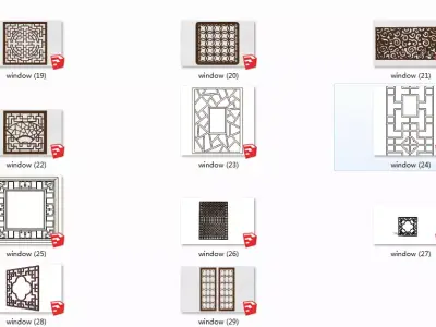 Chinese window architectural style pattern 3D model