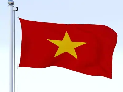 Animated Vietnam Flag Low-poly 3D model