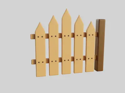 Cartoon Fence Collection Low-poly 3D model