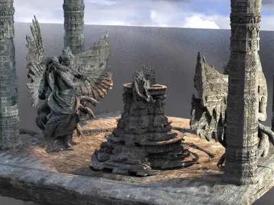 Fallen Angel Blood Font Floating stone platform  3D model