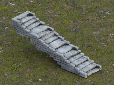 Stone Staircase Low-poly 3D model