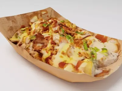 Potato dip dipping fried fry sauce with greens 3D model