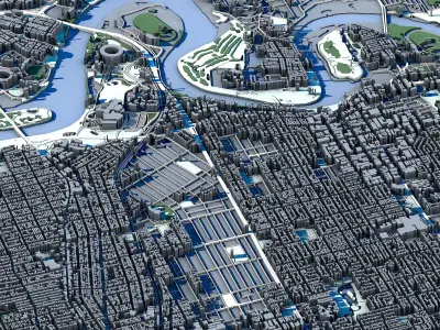 City of Perth Western Australia Skyline Swan River  3D model