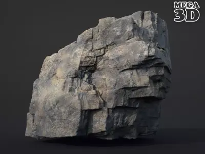Realistic Blocky Rock 03 250612 Low-poly 3D model