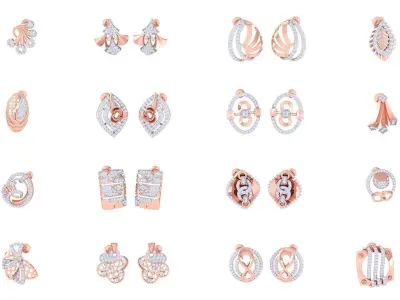 50 Women studs Earrings 3dm stl 3mf obj glb gltf 3D Model Pack