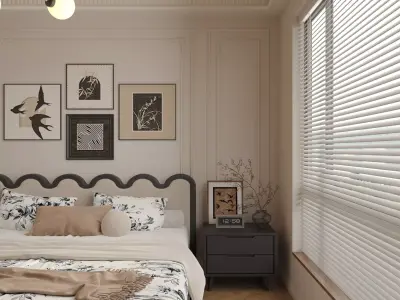 French Style Bedroom Low-poly 3D model