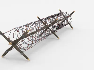 Lowpoly Barb Wire Obstacle Low-poly 3D model