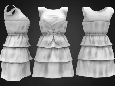Little Black Ruffle Layer Dress Low-poly 3D model