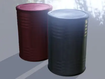 Barrel metal can Low-poly 3D model