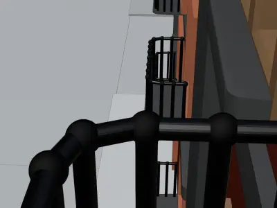 Realistic City apartment building on street Low-poly 3D model
