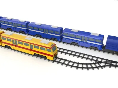 Trains - Rail transport Low-poly 3D model