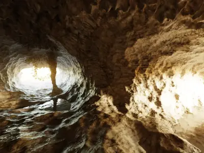 Cave V11 - Complex Cave Environment with Water and Vegetation 3D model