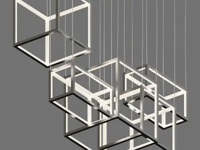 candela pendant light with four cubes hanging from it 3D model