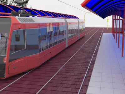 Tram and Station 2 - 4K 3D model