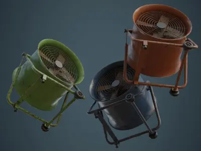 Industrial Fan 1B Low-poly 3D model