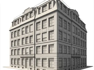Building brick with windows and balconies 3D model