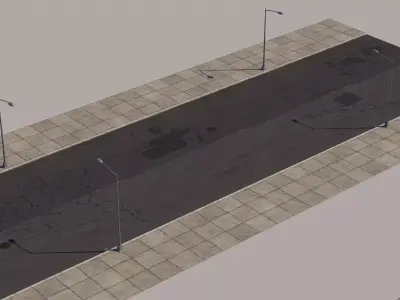 Modular urban roads and streets Low-poly 3D model