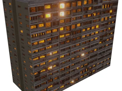 Asian Block of flats Low-poly 3D model