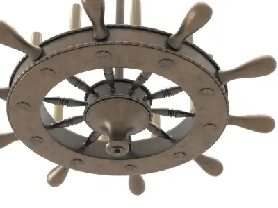 English Ship Wheel Chandelier PBR 3D model