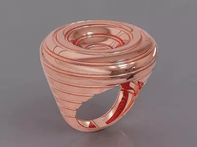 Spiral Layered Ring with Geometric Cutouts 3D print model