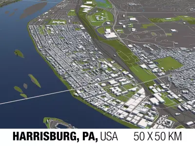 Harrisburg Pennsylvania USA 50x50km 3D model