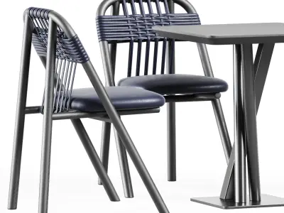 Niels Table S60 by TrabA and Dining Chair 01 C by Very Wood 3D model