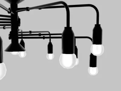 Simple 12-light ceiling light Low-poly 3D model