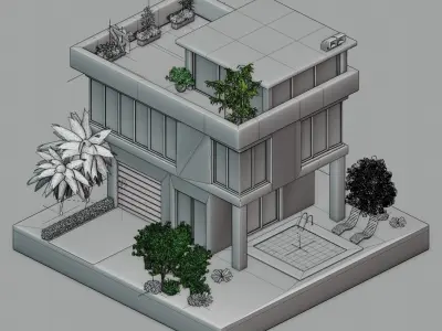 Mansion House  Low-poly 3D model 003 Low-poly 3D model