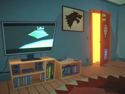 Lowpoly stylized room asset Low-poly 3D model
