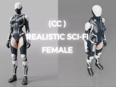 CC  Realistic Sci Fi Female Low And High Poly Both Low-poly 3D model