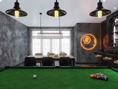 Game and bar party room 3D model