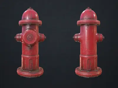 Fire Hydrant Low-poly 3D model 14