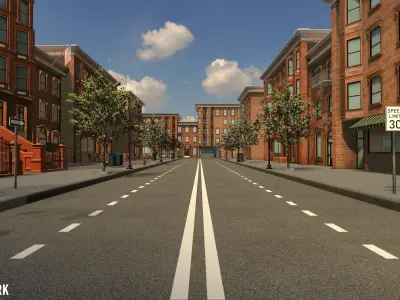 New York streets - Modular city Low-poly 3D model