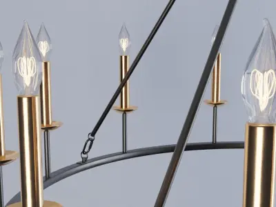 Remington Iron Round Ceiling-Mounted Chandelier 3D model