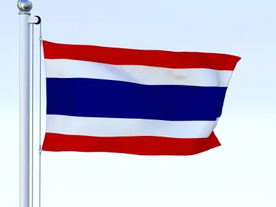 Animated Thailand Flag Low-poly 3D model