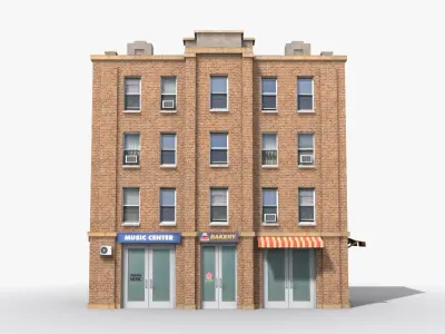 Apartment Building x12 Low-poly 3D model