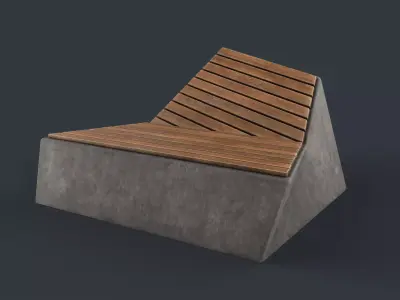 Modern Outdoor Bench 88 PBR Game Ready Low-poly 3D model