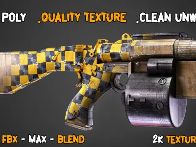 55 Professional Game-Ready Guns and Texture   Vol 01 Low-poly 3D model