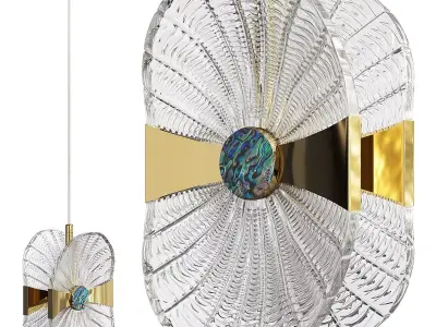 LOCUS glass and gold pendant light Low-poly 3D model