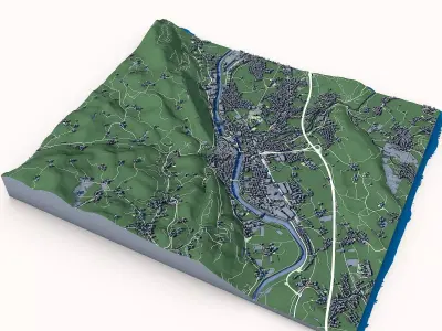 Cityscape Hallein Austria 3D model