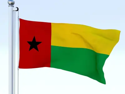 Animated Guinea-Bissau Flag Low-poly 3D model