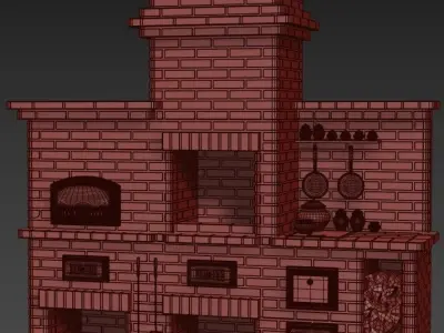 Dark Brick Barbecue Oven 3D model
