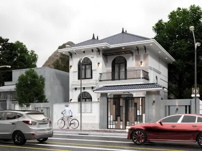 Mediterranean Revival style exterior 3D model