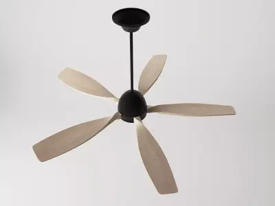 Modern Wooden 5-Blade Ceiling Fan 3D model